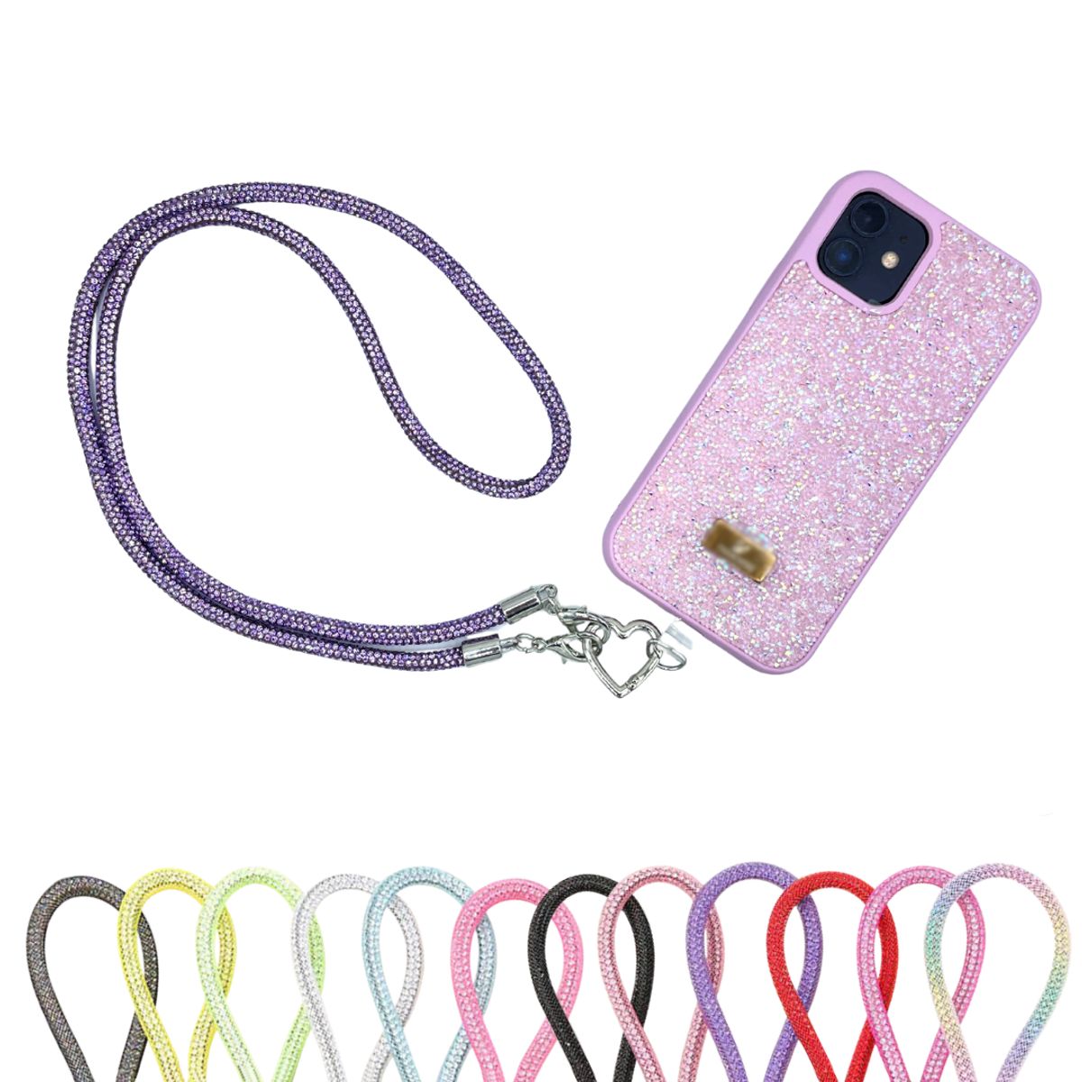 TECNOPALACE - Strap Colgante Con Diamantes Para Telefono Universal 50cm - Fucsia