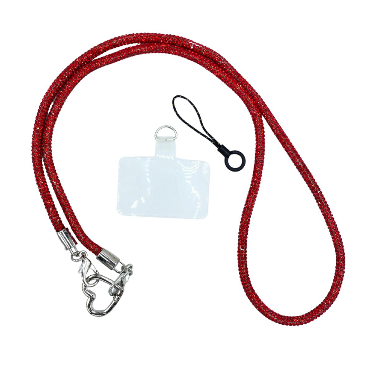 TECNOPALACE - Strap Colgante Con Diamantes Para Telefono Universal 50cm - Rojo