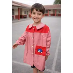 GENERICO - DELANTAL DE PARVULO PARA NIÑOS TALLA 4 ROJO