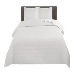 GENERICO - Cubrecama Quilt De Verano 1.5 Plazas Con Pompones Color Blanco