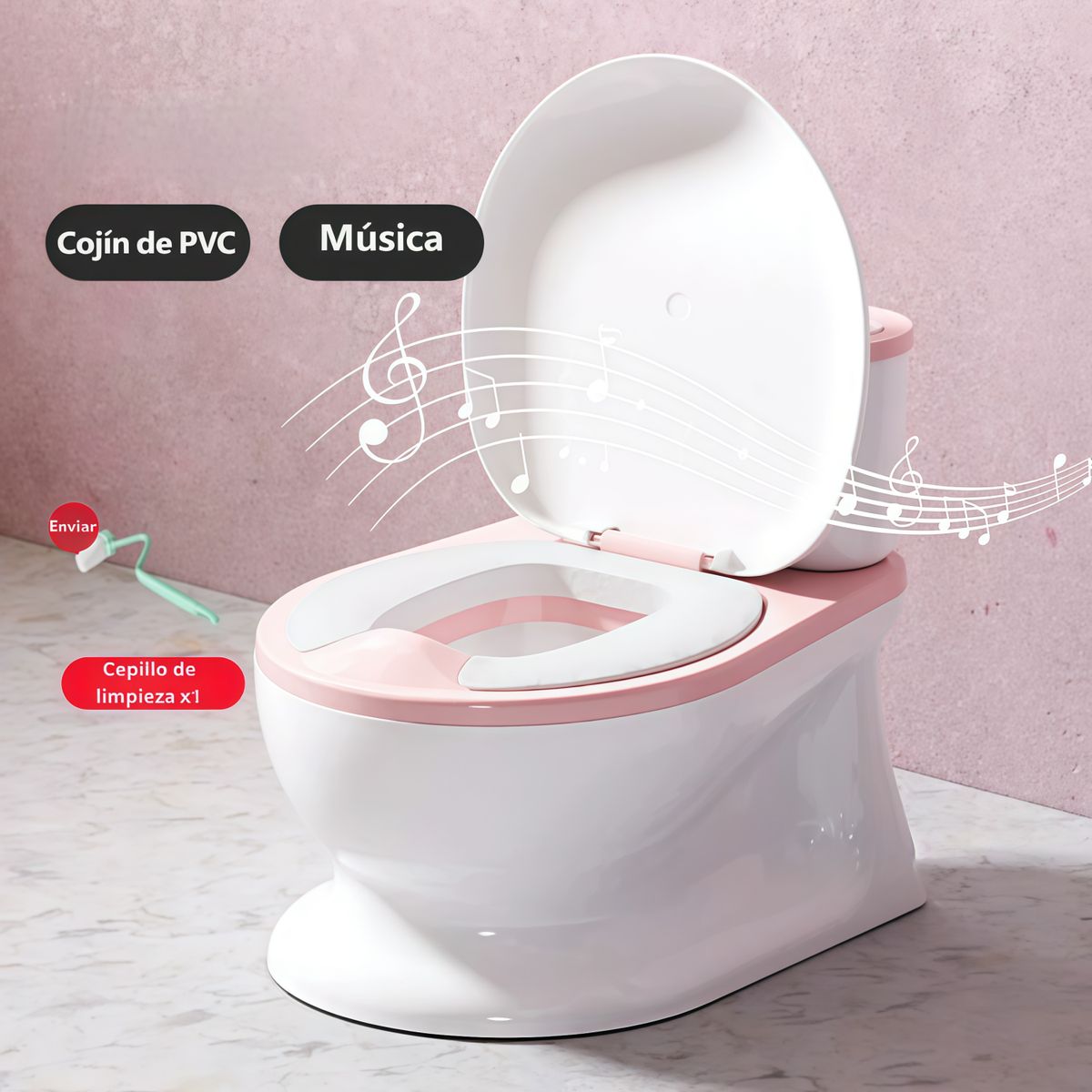 GENERICO - Bacinica Bañito Entrenador Niños Baño Asiento Acojinado  606 Rosa