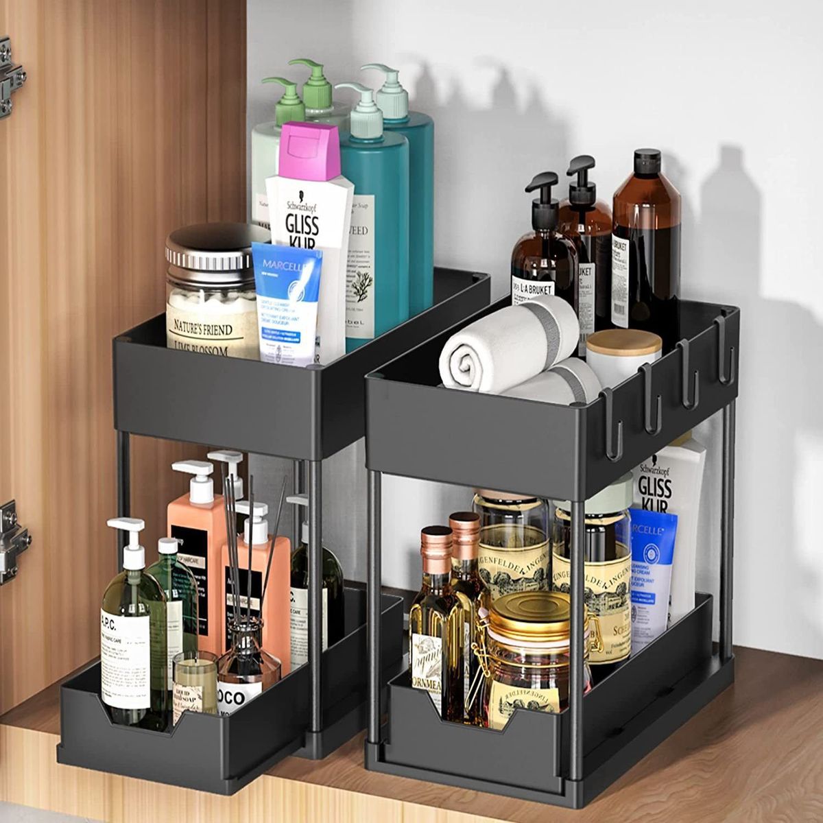 GENERAL - Organizador Extraíble Multiusos Para Cocina Y Baño Negro