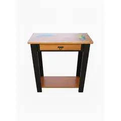 MARFELD MUEBLES - MESA ARRIMO CAFE NEGRO CON GRABADO RESINA MARINO