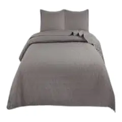 GENERICO - Cubrecama Quilt De Verano 1.5 Plazas Con Pompones Color Gris