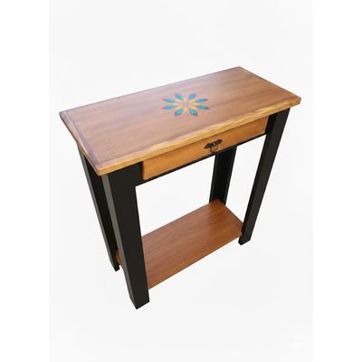 Imagen 2 del producto MESA DE ARRIMO CAFE NEGRO CON GRABADO RESINA MANDALA