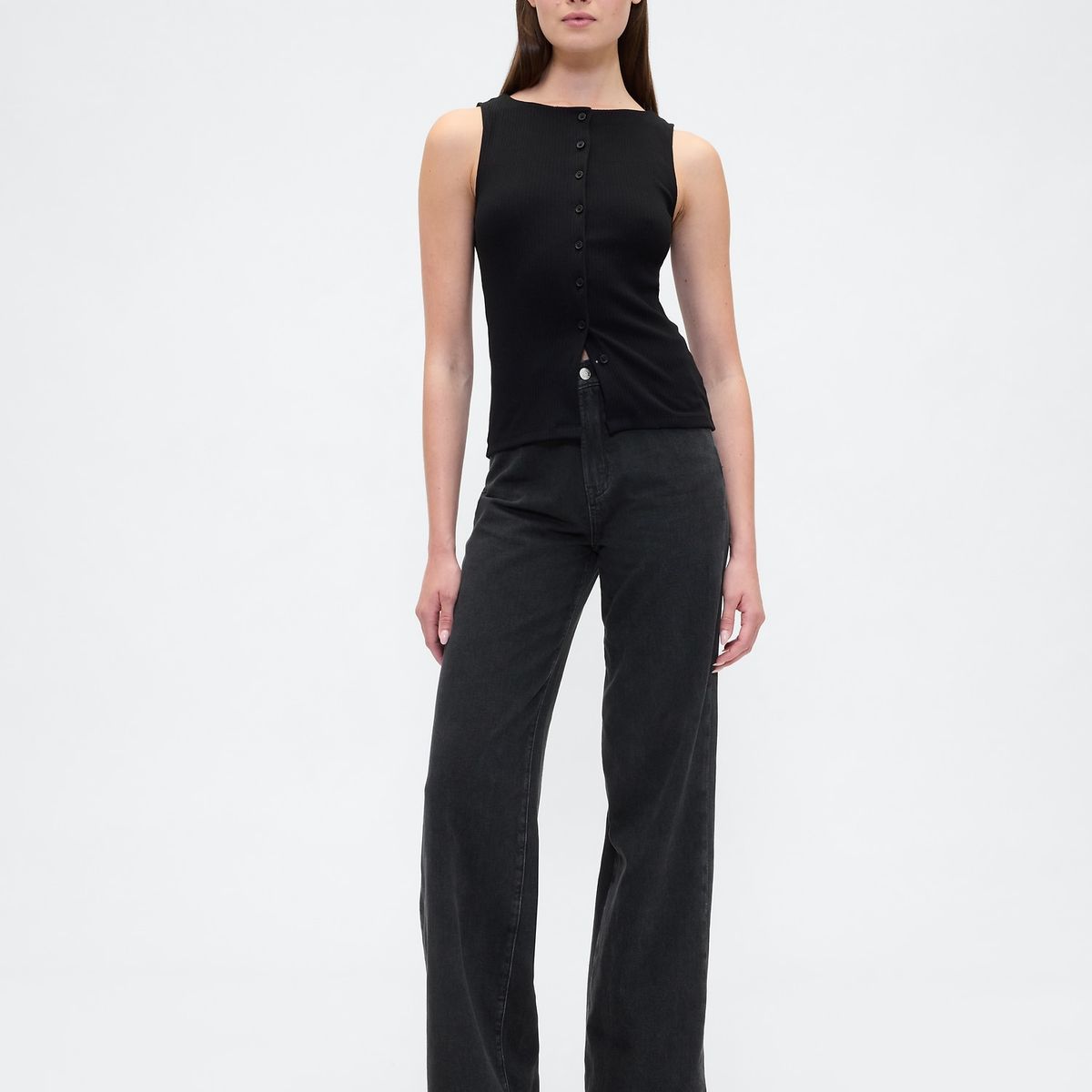 GAP - Jeans Mujer Gap Wide Leg Negro