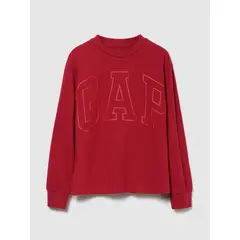 GAP - Polera Niño Logo Manga Larga Rojo