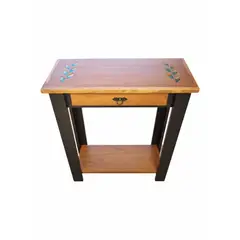 MARFELD MUEBLES - MESA DE ARRIMO CAFE NEGRO CON GRABADO RESINA ESPIGAS