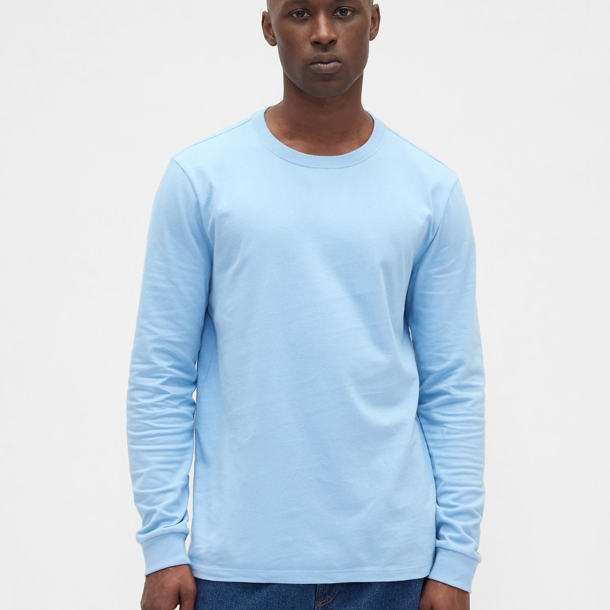 GAP - Polera Hombre Gap Manga Larga Crew Azul