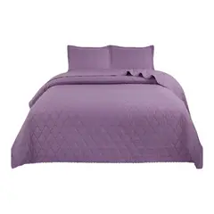 GENERICO - Cubrecama Quilt De Verano 1.5 Plazas Con Pompones Color Morado