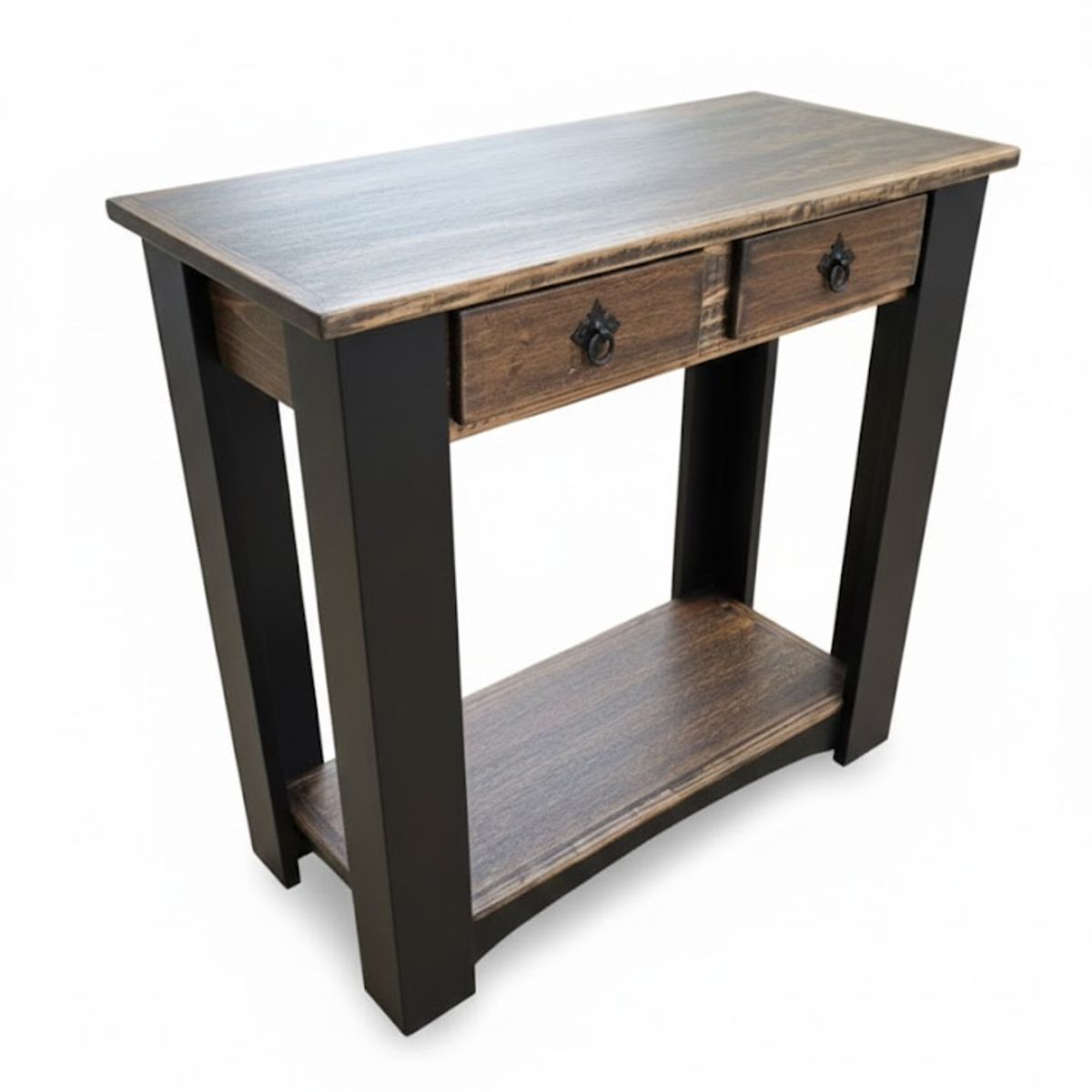 MARFELD MUEBLES - MESA DE ARRIMO UNA DIVISION Y 2 CAJONES CAFE NEGRO 80 CM