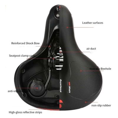 Imagen 2 del producto Sillin Asiento Bicicleta Antiprostático Amplio Reflectante