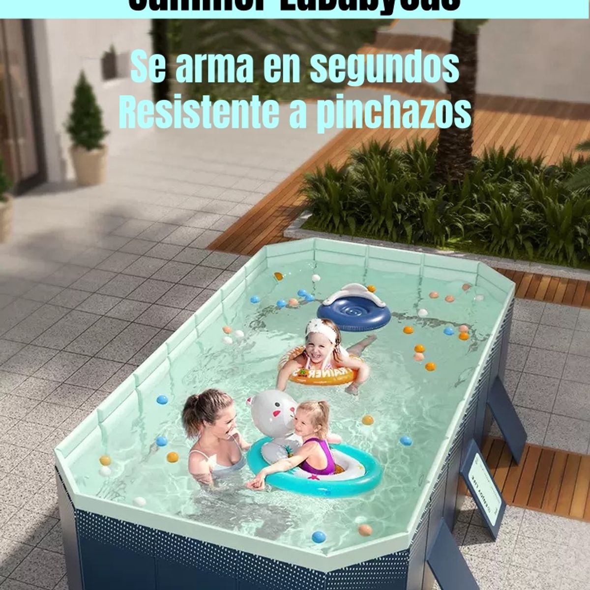 LUBABYCAS - Piscina Plegable No Requiere Inflado 400cm Niños LuBabycas