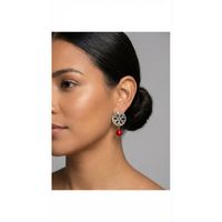 Aro apegado mandala con piedra jaspe enchapados en oro