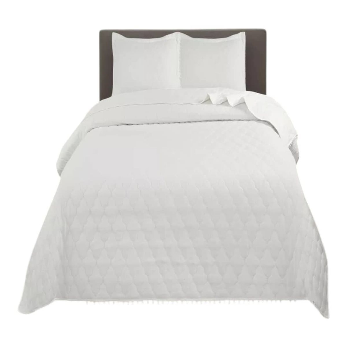 GENERICO - Cubrecama Quilt De Verano 2 Plazas Con Pompones Color Blanco