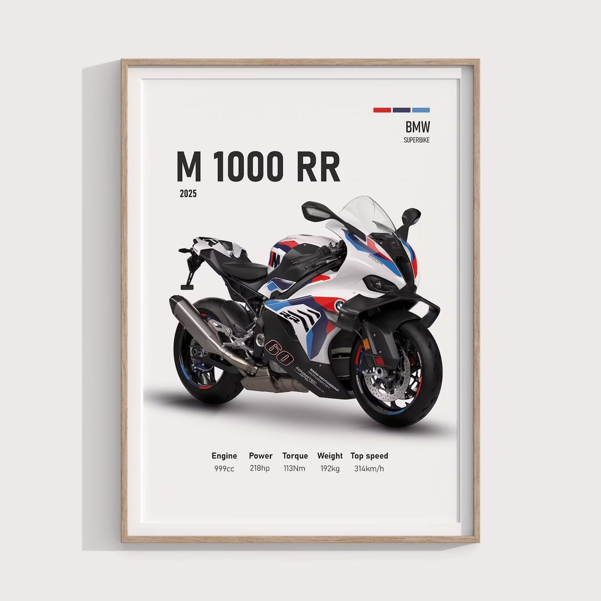 GENERICO - Cuadro Bmw M 1000 Rr 2025 Deportivo + Marco Negro