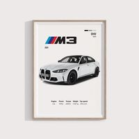 Cuadro Bmw M3 2025 Blanco Deportivo + Marco