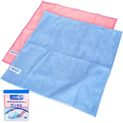 AILEDA - Kit 2 Paños Microfibra Absorbente Franela Multiusos Cocina 38x40cm ( Rosa + Azul )