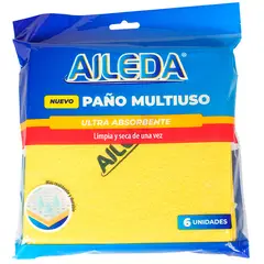 AILEDA - Paño Multiuso Ultra Absorbente 6un Amarillo Limpia Amarillo