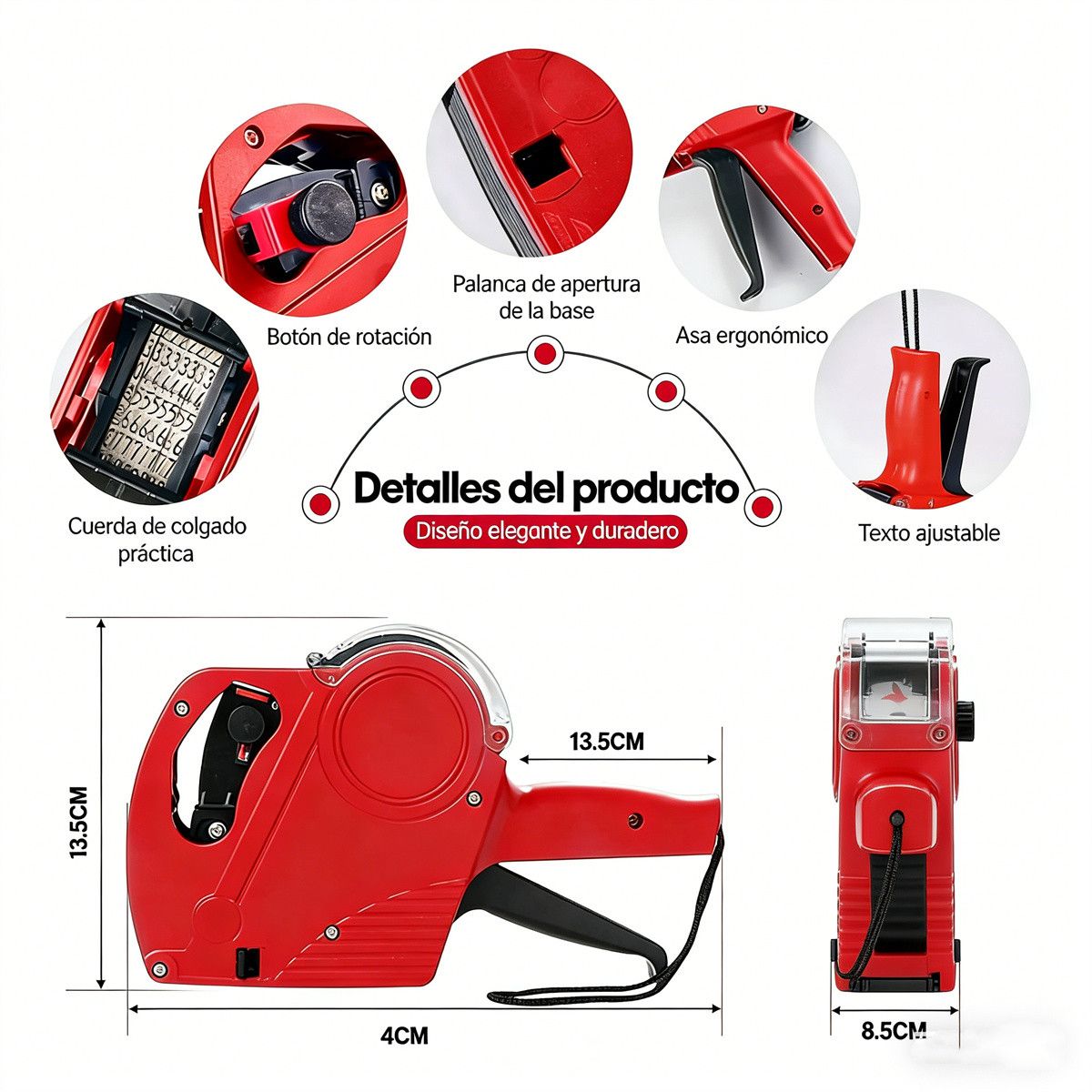 KUANGYE - Pistola Etiquetadora Precio Y Fecha Manual 8 Digito 500 Etiquetas