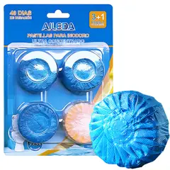 AILEDA - Pastilla Inodoro Azul 50g Pack 4 Fragancia Higiénica Baño