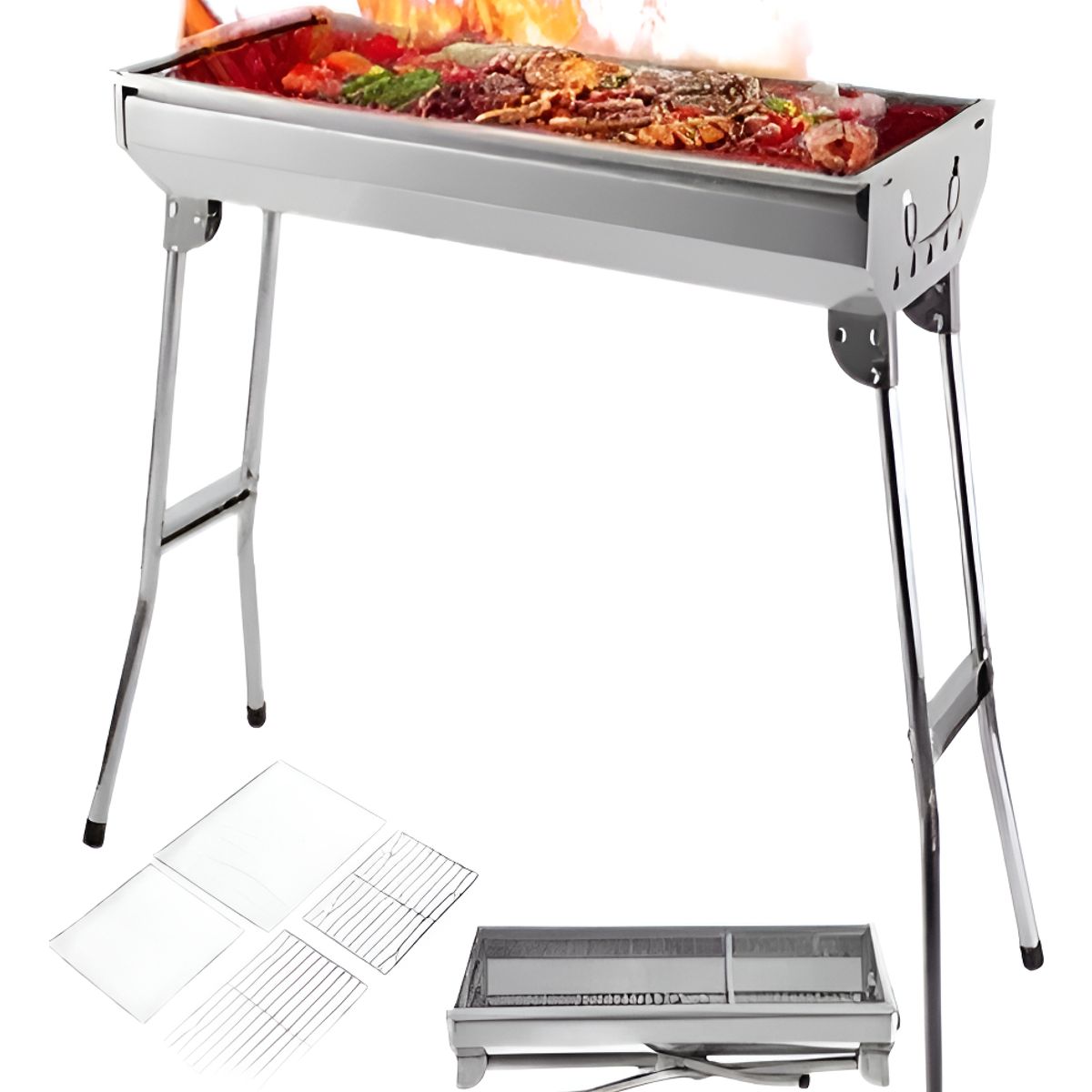 AFVENTURA - Parrilla De Carbón Portatil Plegable De Acero Inoxidable