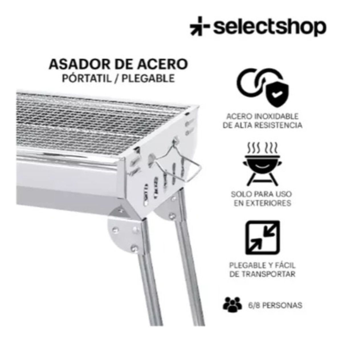 AFVENTURA - Parrilla De Carbón Portatil Plegable De Acero Inoxidable