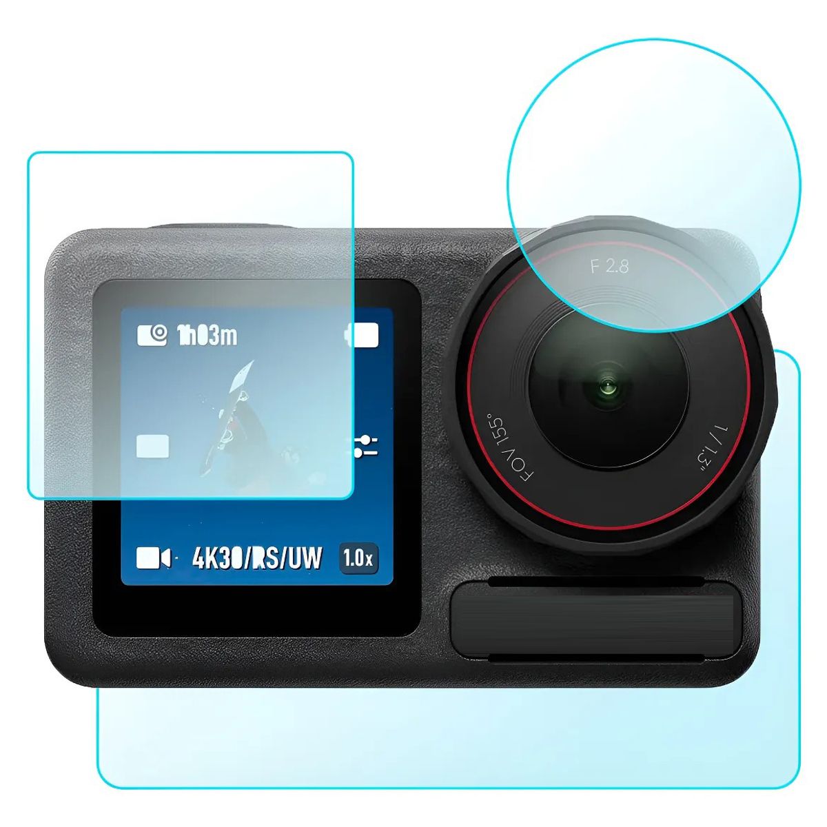 KUANGYE - Láminas Vidrio Lente Pantallas Para Dji Osmo Action 4 5 Pro