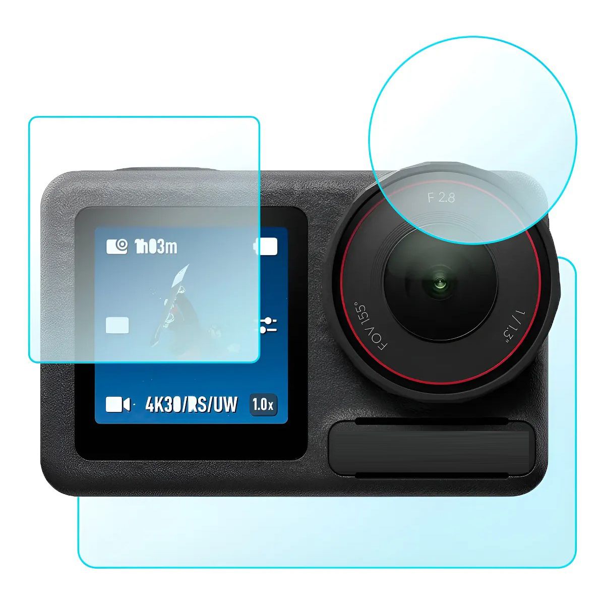KUANGYE - Láminas Vidrio Lente Pantallas Para Dji Osmo Action 4 5 Pro