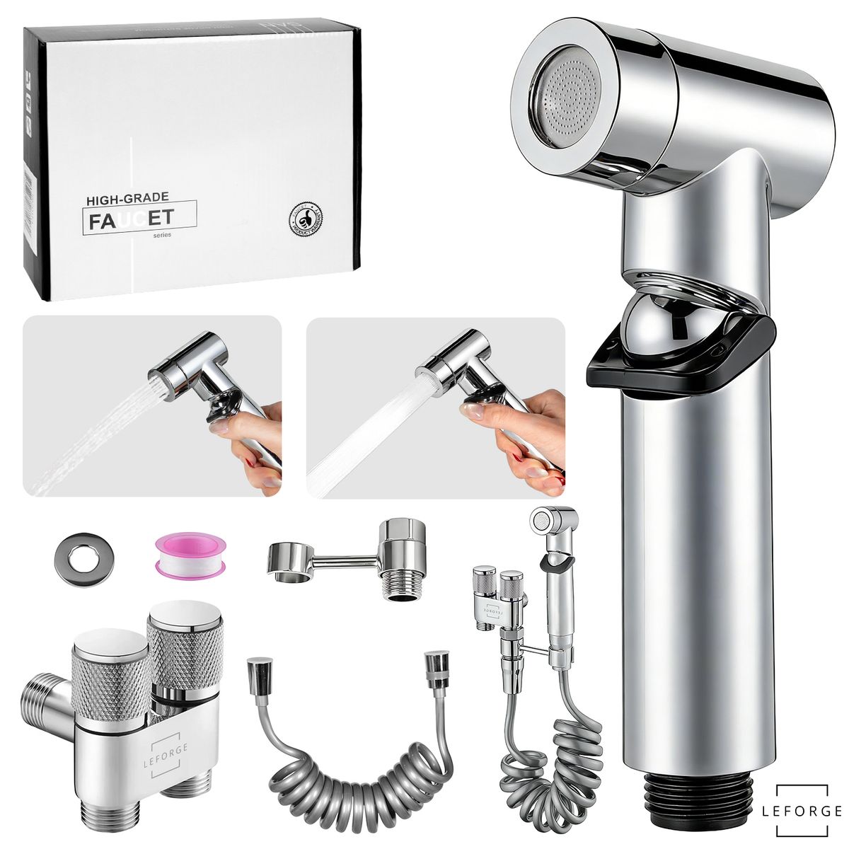 Ducha Bidet Arabe Acero Inoxidable Set Llave Wc Baño Inodoro Plateado, marca LEFORGE BAIN - Foto Principal