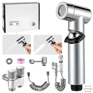 LEFORGE - Ducha Bidet Arabe Acero Inoxidable Set Llave Wc Baño Inodoro Plateado