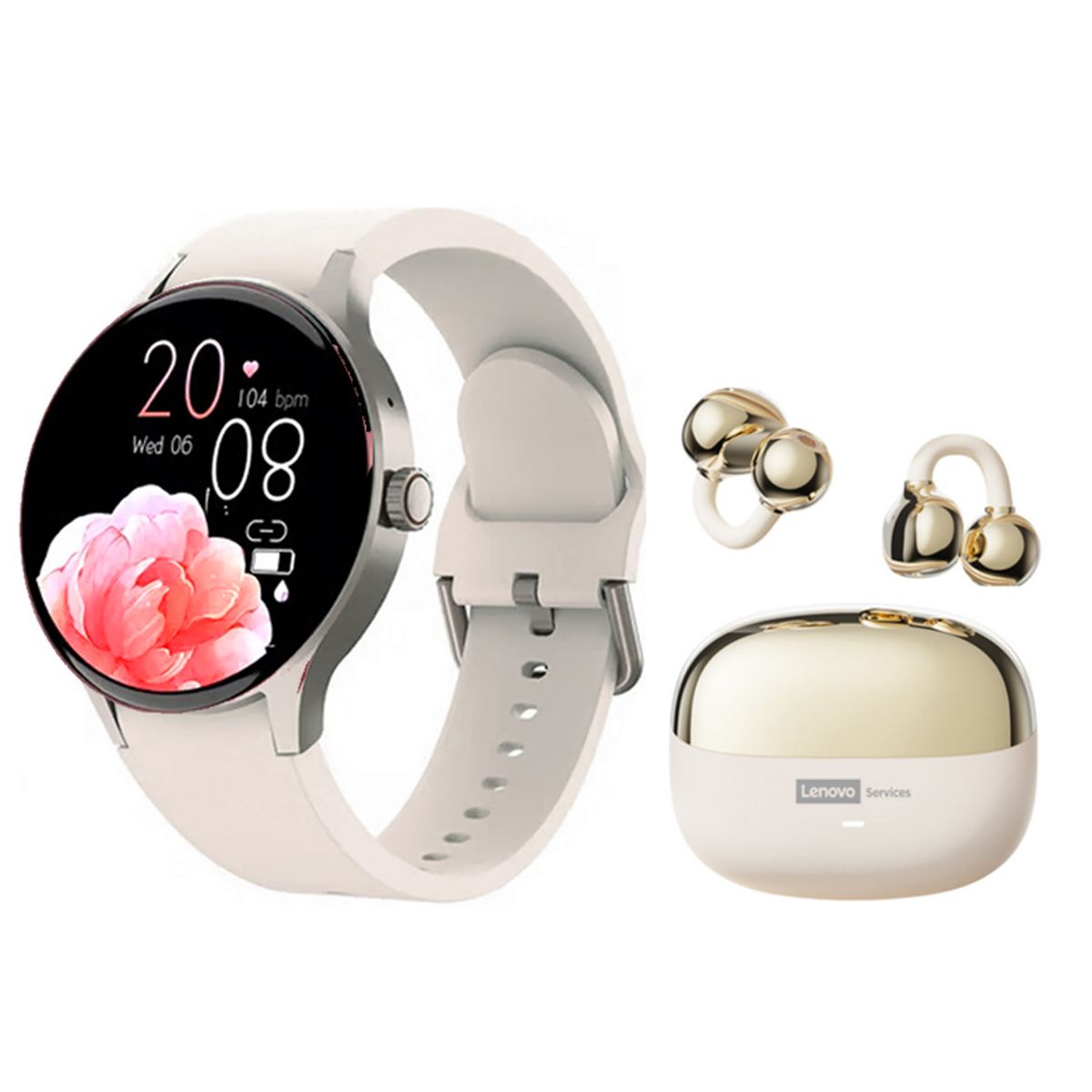 LENOVO - Audifonos Lenovo LE06 Blanco Bluetooth y Y80 reloj inteligente W