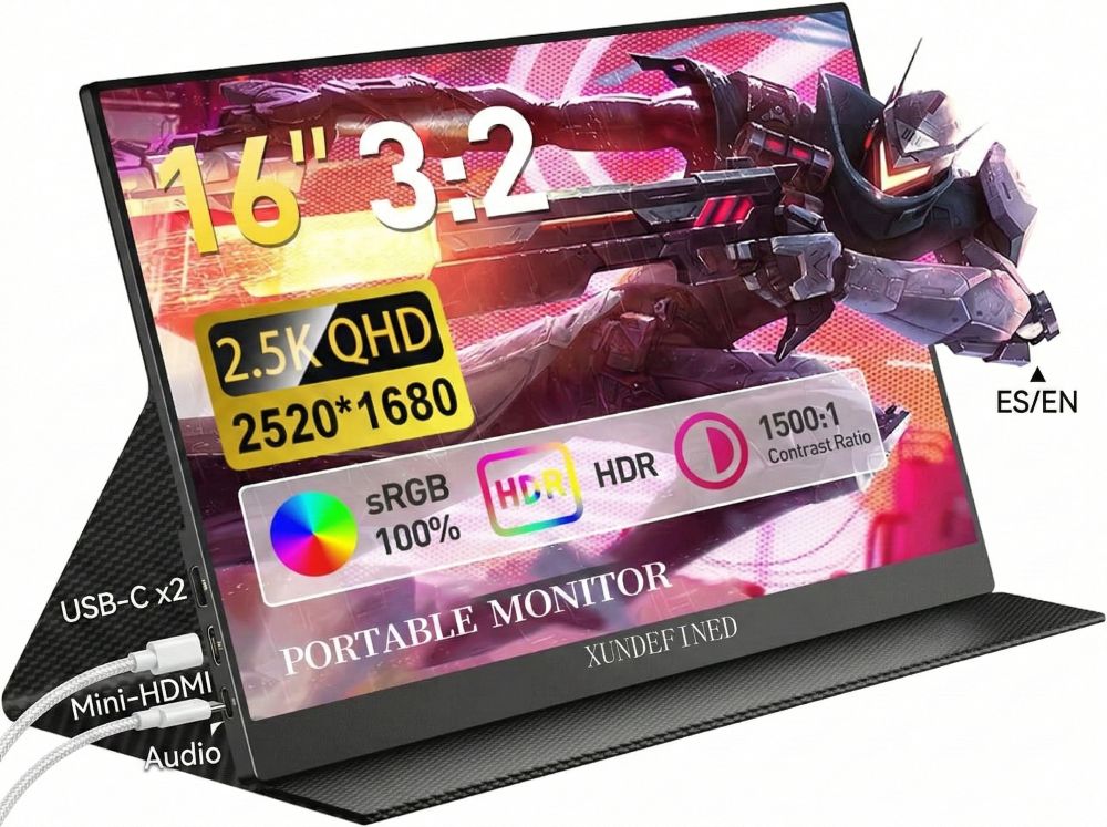 XUNDEFINED Monitor Portátil Xundefined 16 2560*1600 2.5K QHD ...