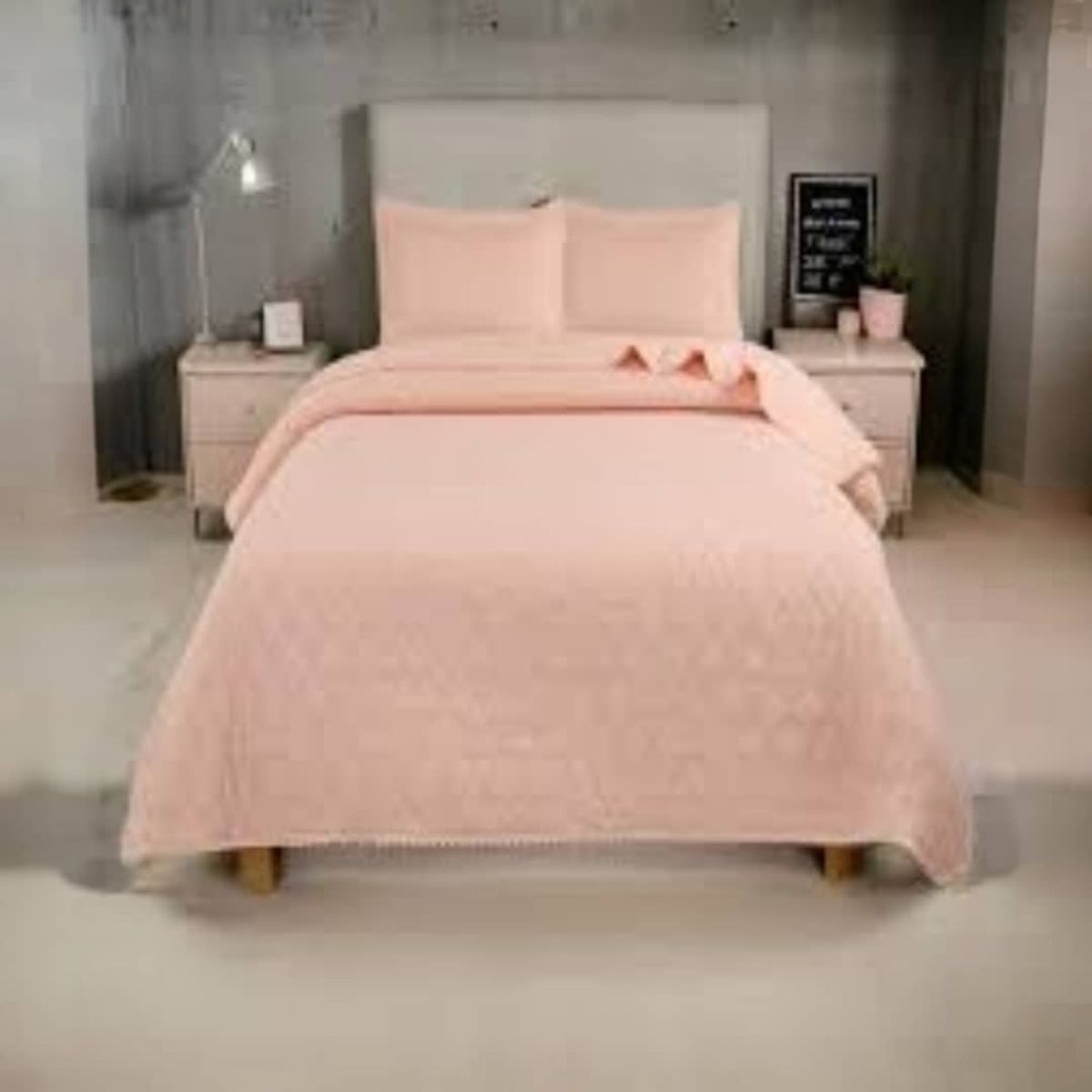 GENERICO - Cubrecama Quilt De Verano 2 Plazas Con Pompones Color Rosa