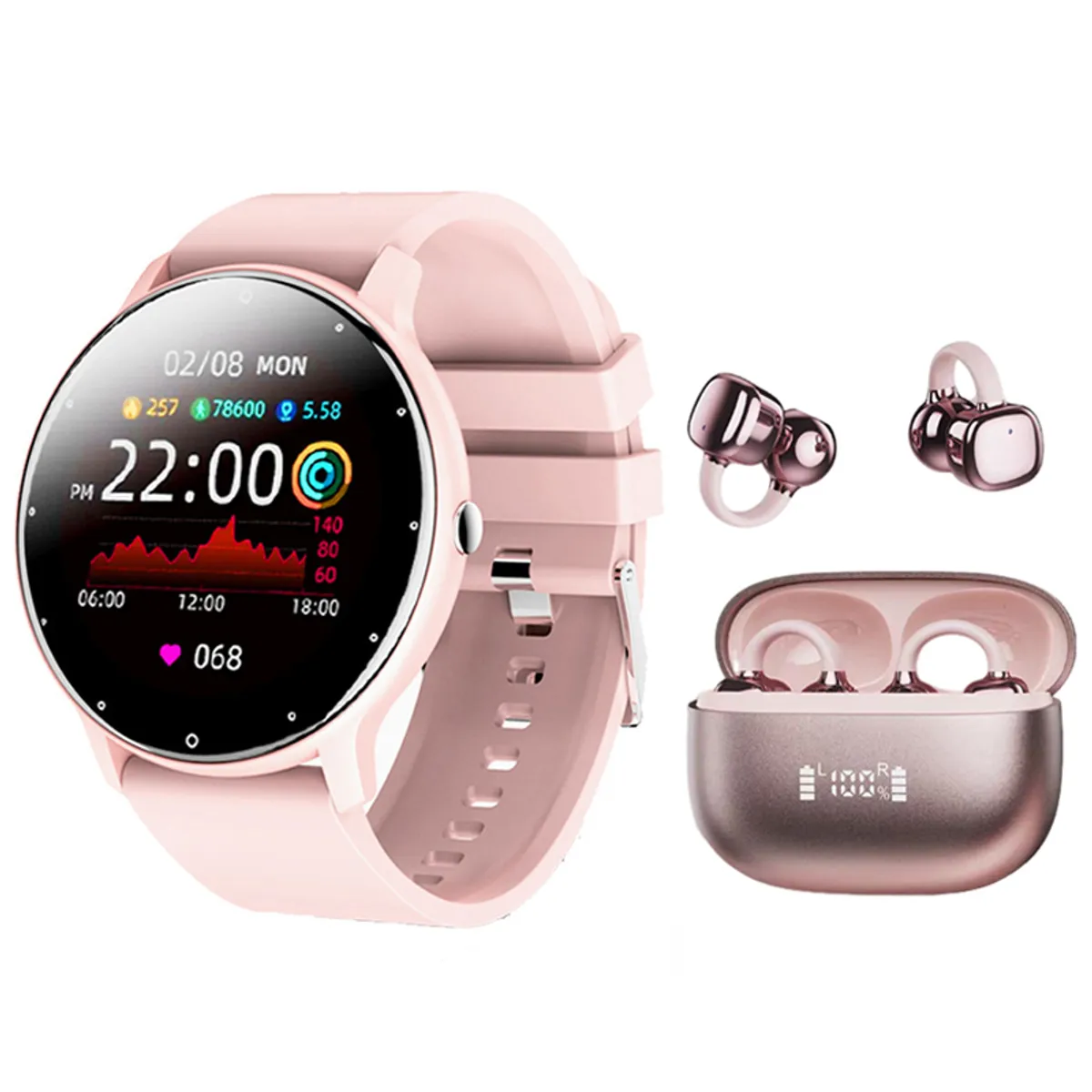 LENOVO - Audifonos Lenovo RS119 Rosa Bluetooth y Fit Pro reloj inteligente P