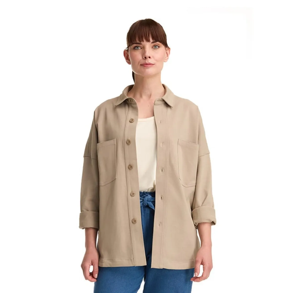 PANAMA JACK - Sobre Camisa Mujer Overshirt Casual Beige Panama Jack