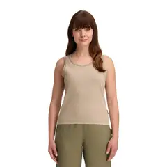 PANAMA JACK - Polera Mujer sin mangas algodón Casual Beige
