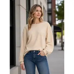 PANAMA JACK - Polerón Mujer Casual Algodón Verde