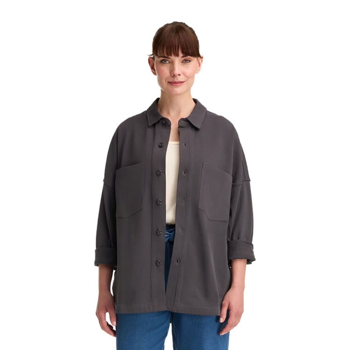 PANAMA JACK - Sobre Camisa Mujer Overshirt Casual Gris Panama Jack