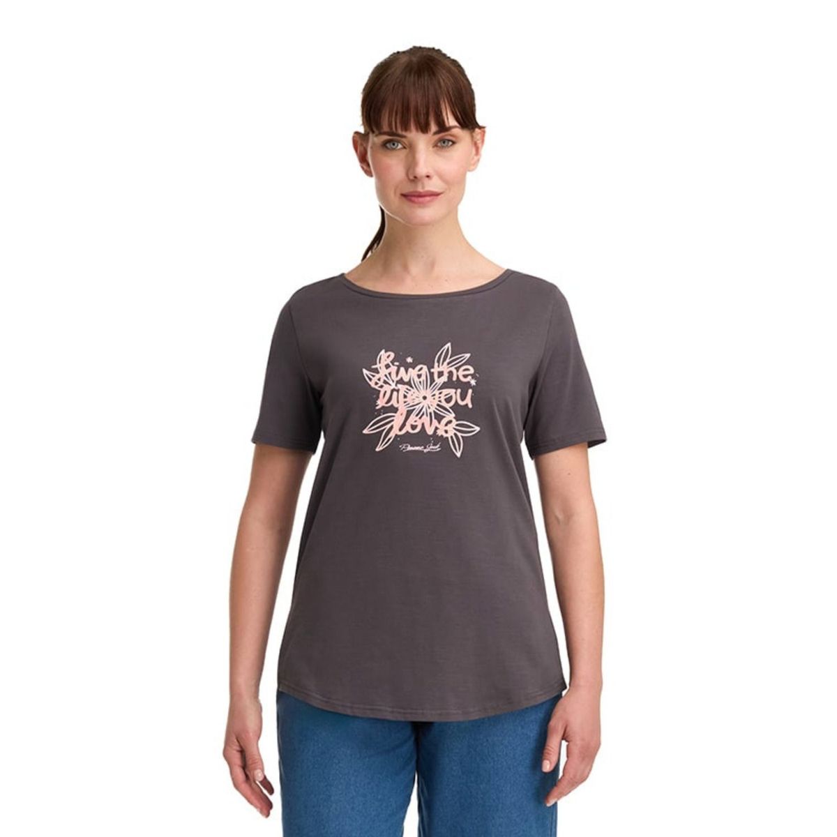 PANAMA JACK - Polera Mujer estampado algodón Gris Panama Jack