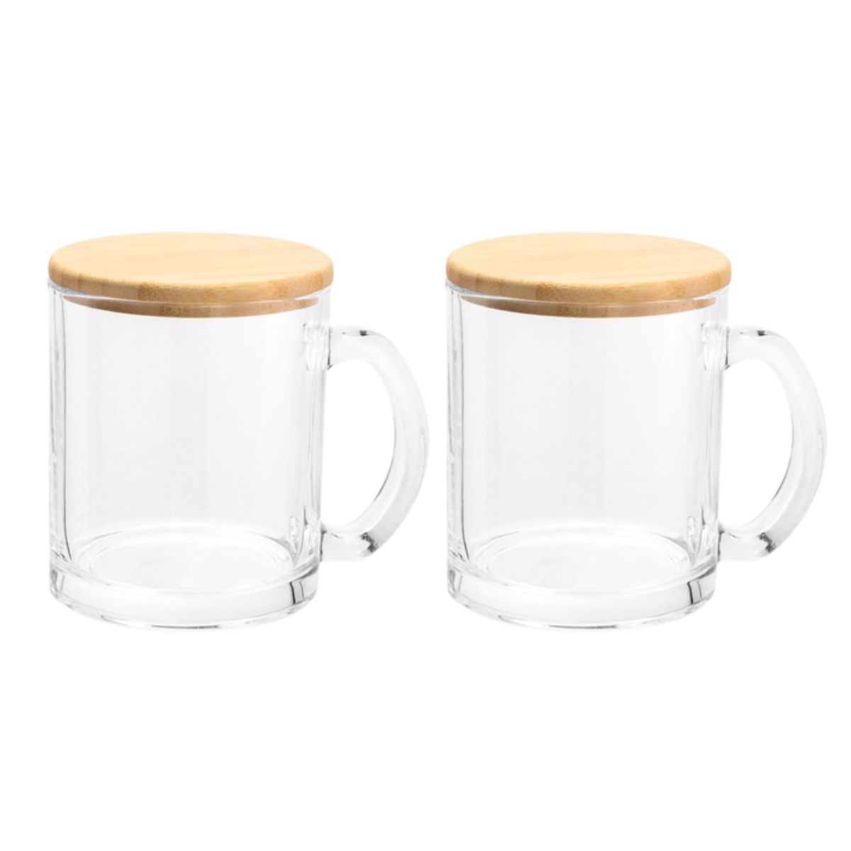 GENERICO - Tazas De Vidrio Para Té Café Con Tapa Bambú X2 - Magui