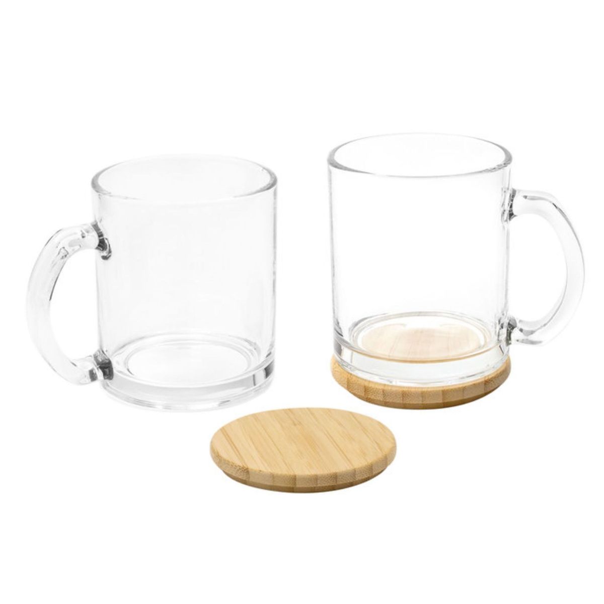 GENERICO - Tazas De Vidrio Para Té Café Con Tapa Bambú X2 - Magui