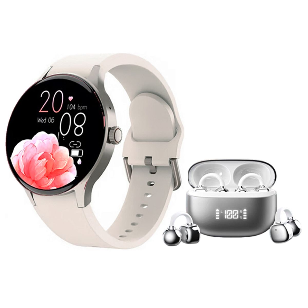 LENOVO - Audifonos Lenovo RS119 Blanco Bluetooth y Y80 reloj inteligente Blanco