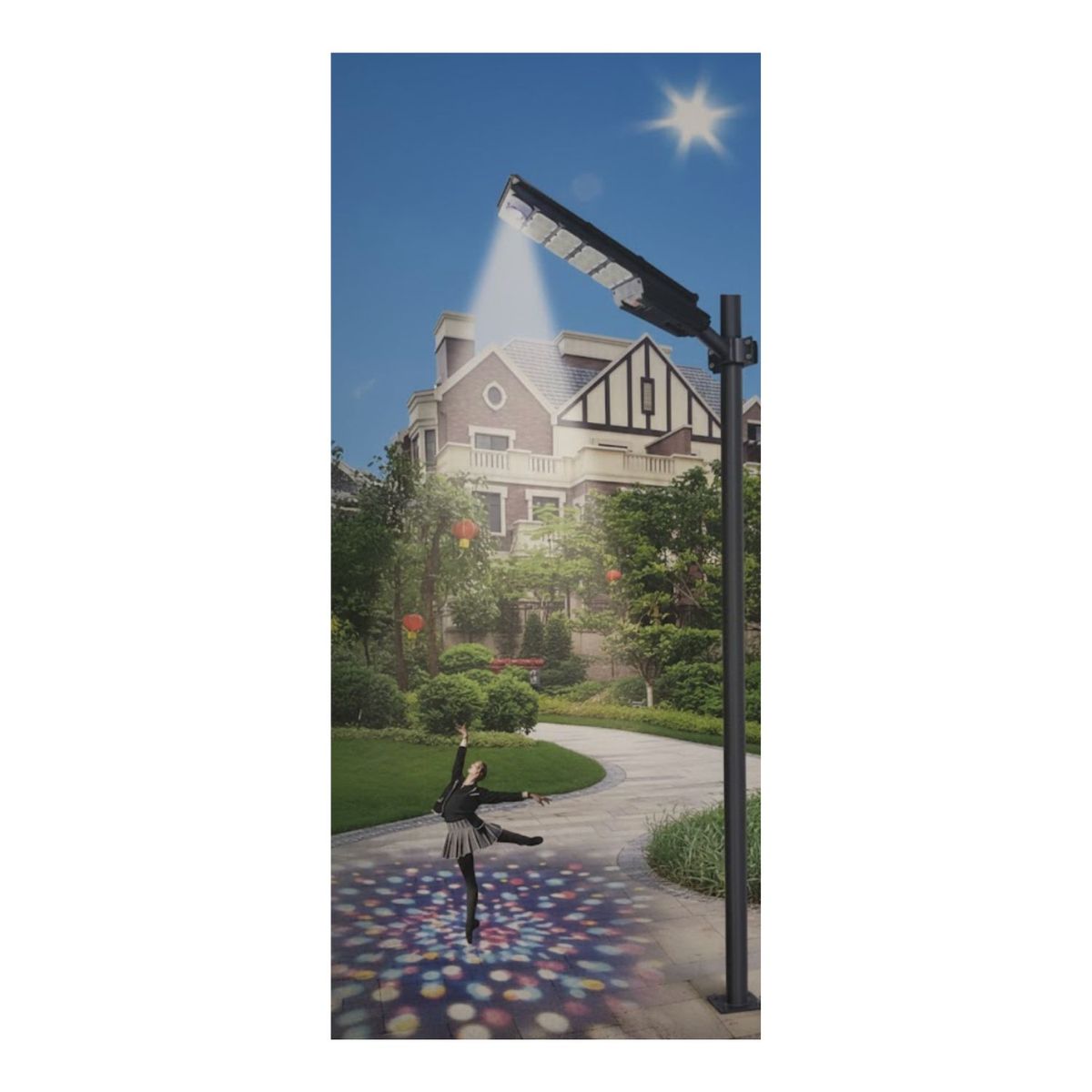 GENERICO - Foco Solar Led Iluminacion Potencia Exterior 1000w Poste Negro