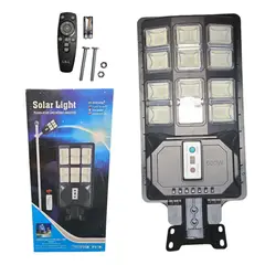 GENERICO - Foco Solar Led De Calle Jardín Alta Potencia 500w + Soporte Negro Blanco Frío