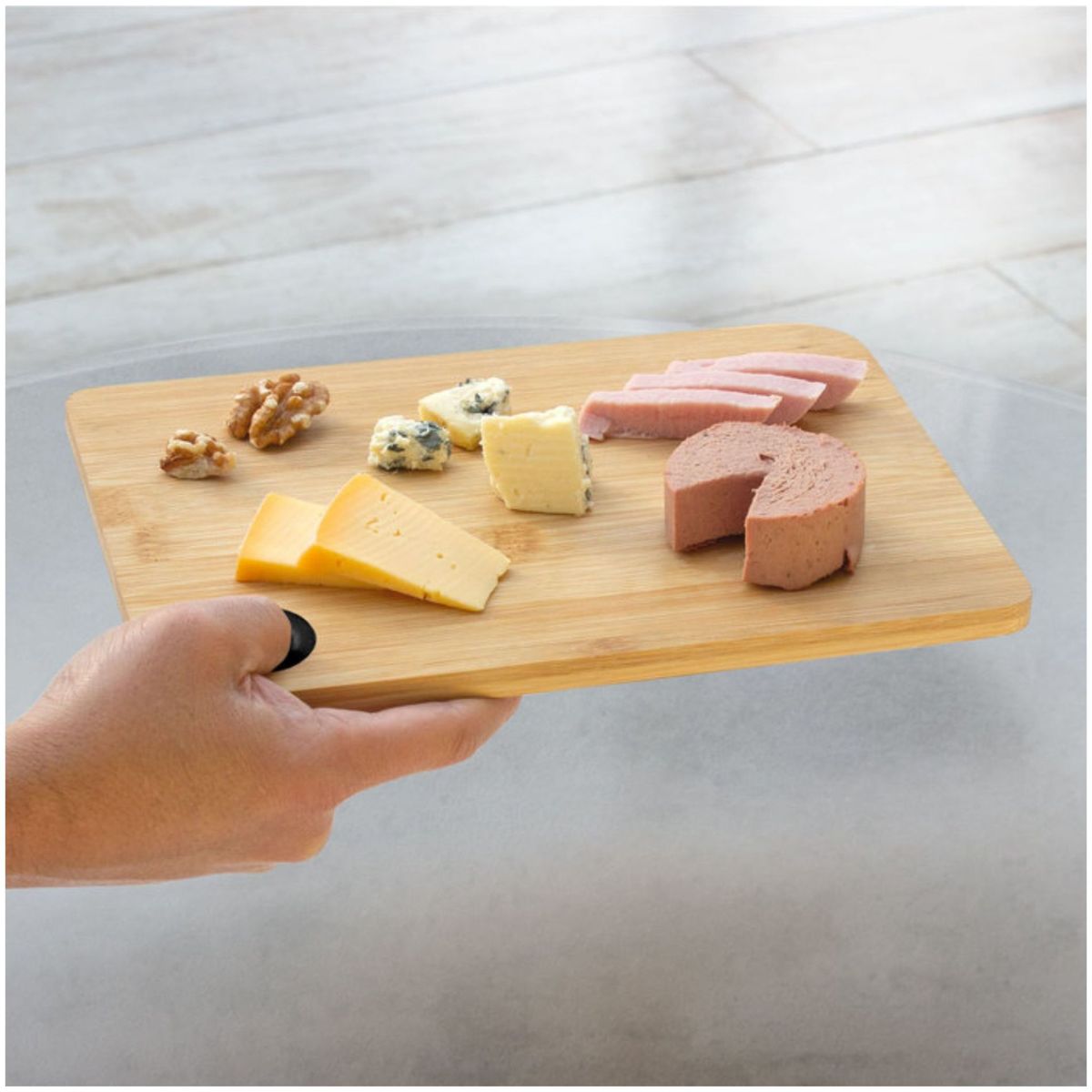GENERICO - Tabla De Picoteo Quesos Aperitivo Madera Bambú 25cm - Gouda
