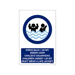 MAU PRINT - Niños bajo 12mt Deben usar Chaleco Salvavidas Esp-Ing 20x30