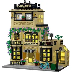 AZULAMAR - Bloques Casa Café Ciudad Cafetería Florería Regalo Decoración urbana de ocio con luz LED nocturna