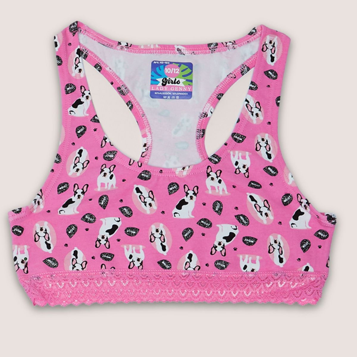 LADY GENNY - Top De Algodón Estampado Con Encaje
