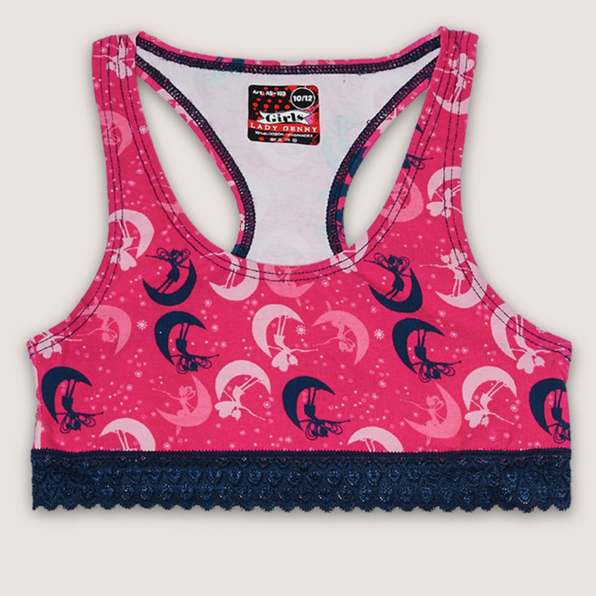 LADY GENNY - Top De Algodón Estampado Con Encaje
